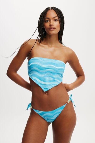 Bandeau Scarf Bikini Top, WATERCOLOUR BLUES