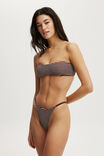 Micro Tanga Brazilian Bikini Bottom, WILLOW BROWN CRINKLE STRIPE - alternate image 4