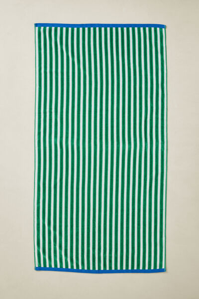 Cotton Beach Towel, BEACH STRIPE GREEN