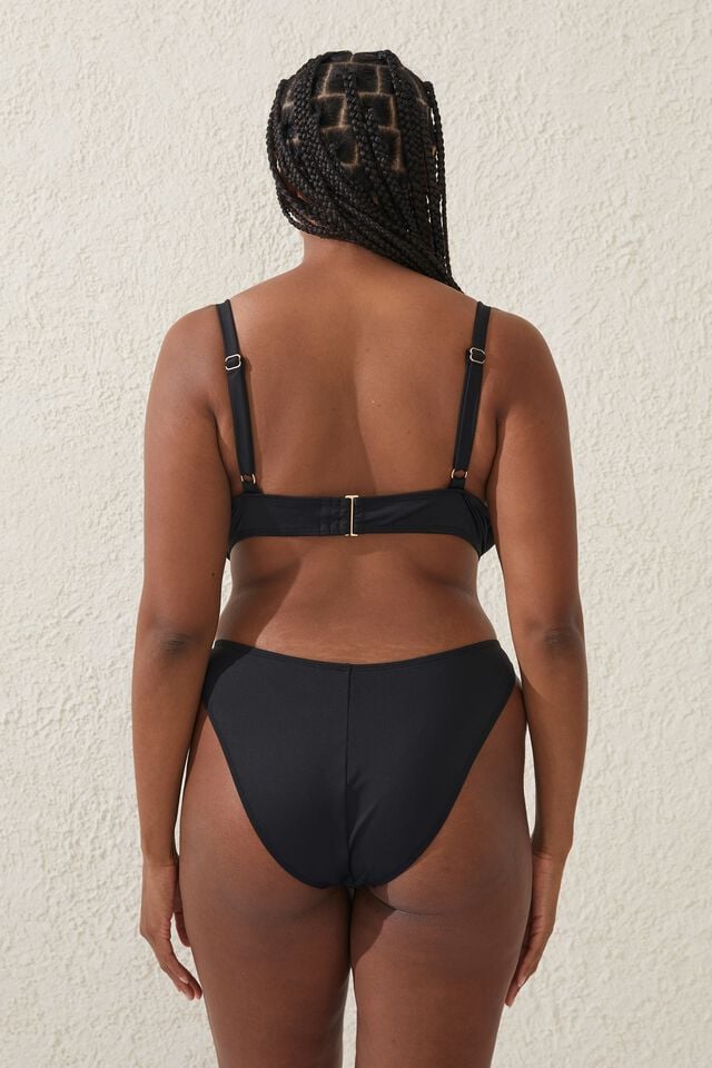 High Side Brazilian Seam Bikini Bottom, BLACK