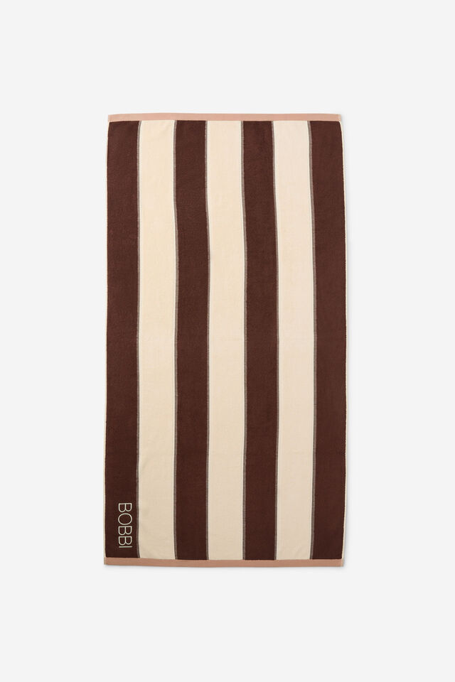 Personalised Solana Cotton Beach Towel, CLASSIC ESPRESSO STRIPE