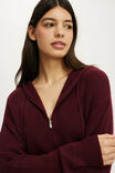 Hooded Zip Up Knit Cardi, GINGERBERRY - example image 2