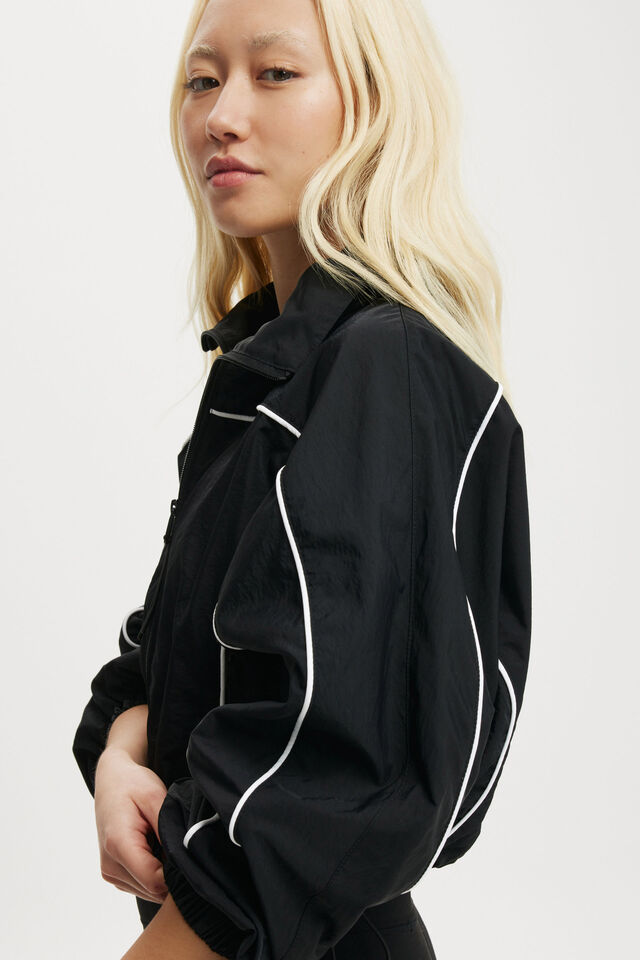 Cropped Contrast Anorak, BLACK/WHITE
