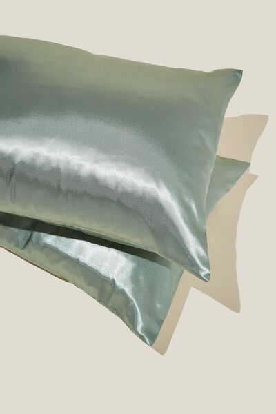Luxe Satin Pillowslip Duo, JASPER GREEN