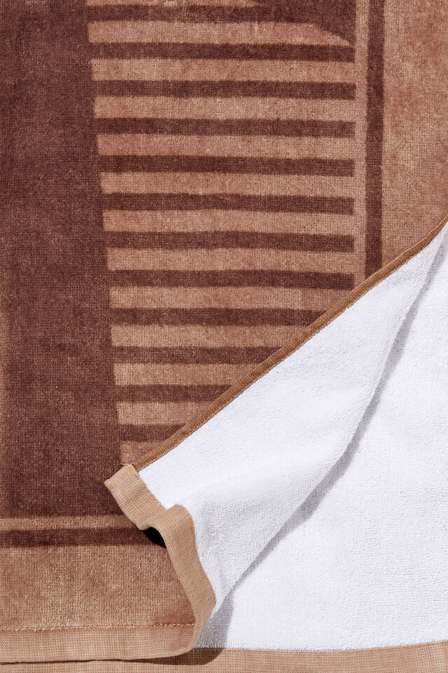 Cotton Beach Towel, PAPERCUT STRIPES BROWN