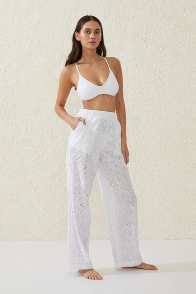 Relaxed Beach Pant, WHITE BRODERIE