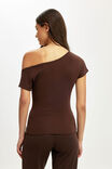 Active Off Shoulder Short Sleeve Tshirt, FRENCH ROAST - example image 3