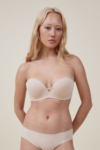 Cotton On lace strapless push up bra in black