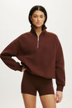 Plush Half Zip Sweatshirt, CHESTNUT - example image 1