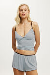 Airy Soft Branded Short, RIBBED LUCY STRIPE VIOLET BLUE/TOFFEE BEAN - vista de exemplo 4