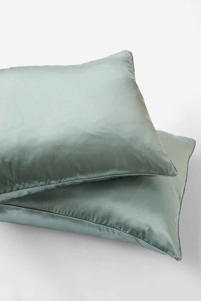 Satin Pillowcase Set, SILT GREEN