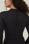 Cut Out L/S One Piece Cheeky, BLACK RIB - alternate image 4