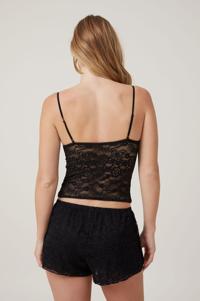 Enchanted Butterfly Lace Cami, BLACK