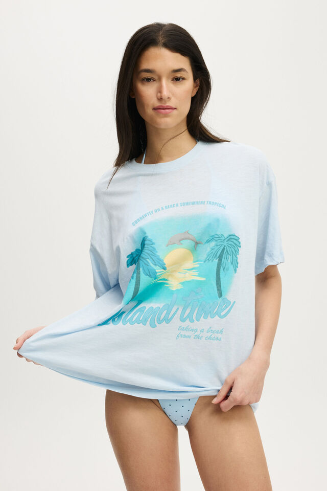 The Resort Oversized Tee, SALTWATER SLIDE/ISLAND TIME