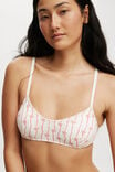 Organic Cotton Pointelle Bralette, BOW STRIPE PINK/CREAM - alternate image 2