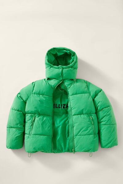 Personalised The Recycled Mother Puffer Jacket 3.0, GREEN CHILLI/HEAT TRANSFER
