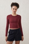 Ultra Soft Fitted Long Sleeve Top, CABERNET - alternate image 1