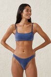Straight Neck Crop Bikini Top, LAPIS BLUE METALLIC - alternate image 1
