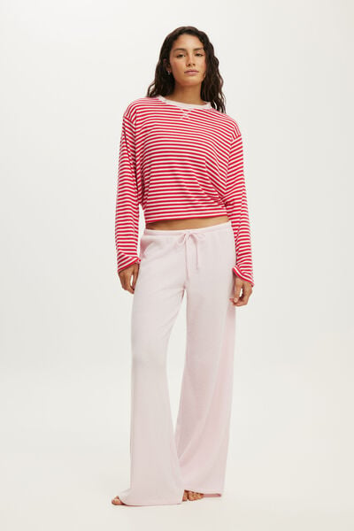 Super Soft Waffle Wide Leg Pant, PINK KISS
