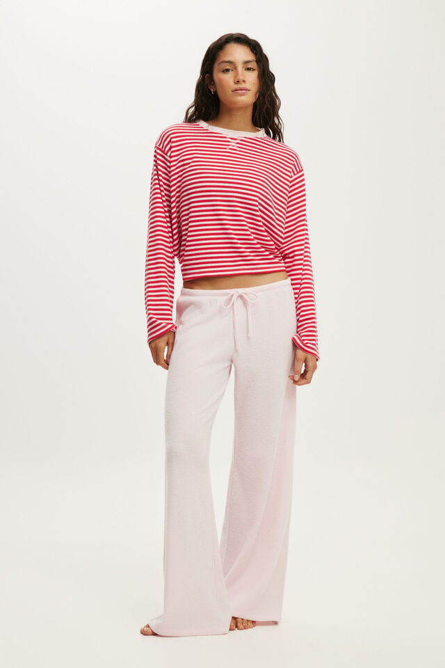 Super Soft Waffle Wide Leg Pant, PINK KISS