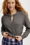 Cropped Knit Cardigan, CHARCOAL - alternate image 2