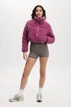 The Mother Puffer Cropped Sherpa Jacket, RED VIOLET - alternate image 4