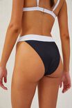 Calcinha De Biquíni - Banded Highwaisted Brazilian Bikini Bottom, BLACK/ WHITE RIB - vista alternativa 2