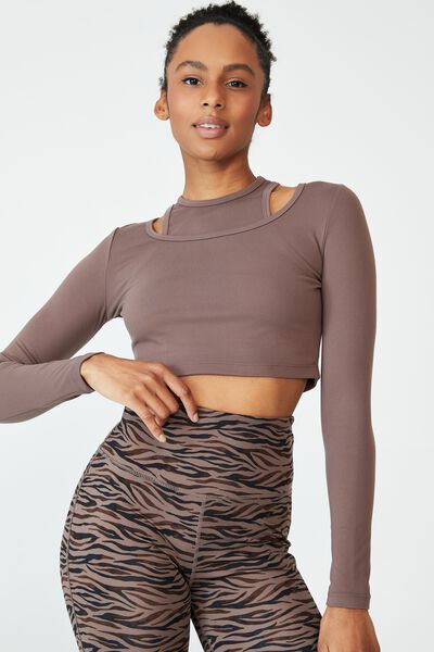 Ultra Soft Movement Long Sleeve Top, BROWNIE