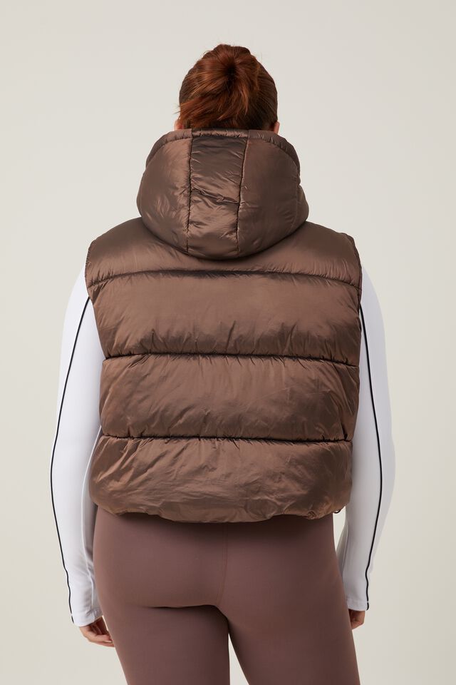 The Recycled Mother Hooded Puffer Vest 2.0, DEEP TAUPE