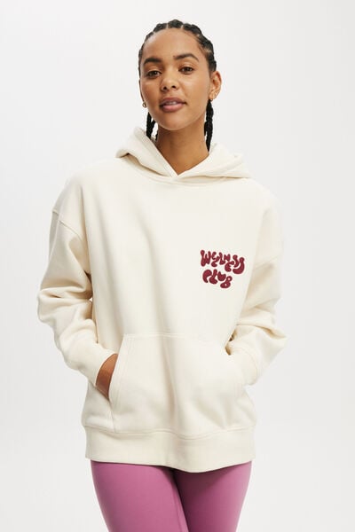 Moletom - Plush Premium Graphic Hoodie, COCONUT MILK/BHWC WELLNESS CLUB CABERNET