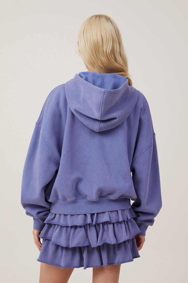 Zip Up Lounge Hoodie, WASHED BLUEBERRY DREAM