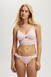 Organic Cotton Lace Padded Longline Bralette, ROSE DITSY RED POINTELLE - alternate image 1