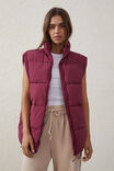 The Recycled Mother Puffer Vest, RED PLUM - alternate image 1