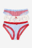 Happy Holidays Smooth & Lace Trim Bikini 3 Pack, BLUE CHECK/HEART DITSY - example image 2