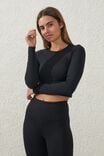 Ultra Soft Fitted Long Sleeve Top, BLACK - alternate image 1