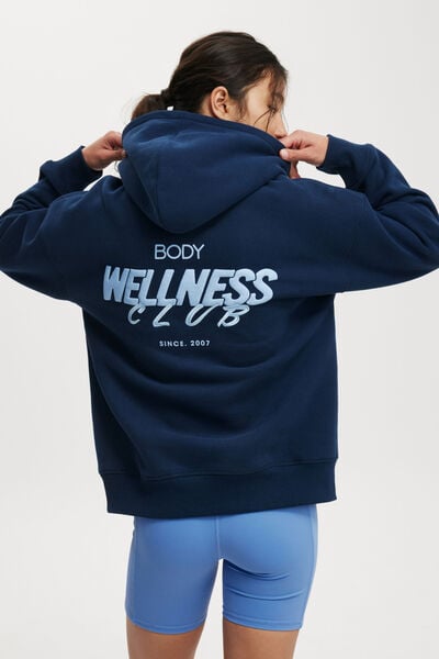 Plush Premium Graphic Hoodie, DARK WATER/WELLNESS CLUB WINDSURFER