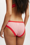 Organic Cotton Lace Bikini Brief, LOLA CHECK RED/PINK - alternate image 2