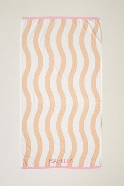 Cotton Beach Towel Personalised, NEUTRAL WAVE