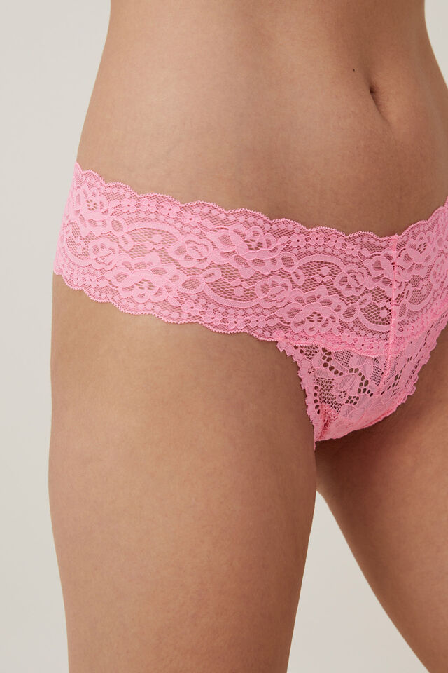Everyday Lace Thong Brief, PINK SORBET