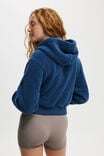 Hooded Sherpa Zip Through Jacket, DEEP BLUE - alternate image 3