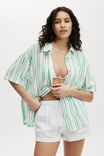 The Essential Short Sleeve Beach Shirt, PALM LEAF/PINK SORBET STRIPE - alternate image 1
