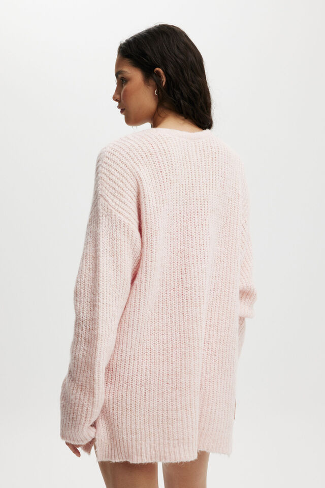 Bow Tie Knit Cardi, TENDER TOUCH PINK MARLE