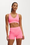 Seamless Plunge Strappy Back Crop, WASHED NEON PINK - alternate image 1