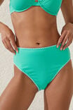 Highwaisted Cheeky Bikini Bottom, FRESH GREEN/BLANKET STITCH - alternate image 2
