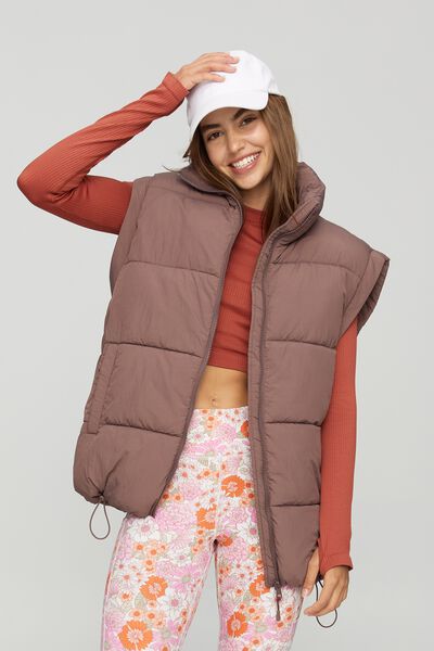 The Recycled Mother Puffer Vest, BROWNIE