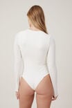 Soft Lounge Long Sleeve Bodysuit, WHISPER WHITE - alternate image 3