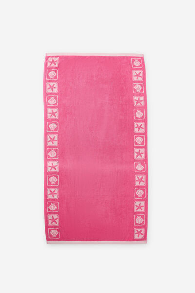 Solana Cotton Beach Towel, BERRY PINK MULTI JACQUARD