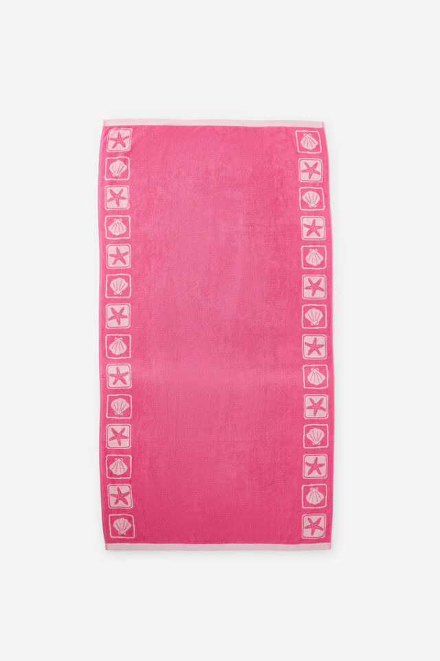 Solana Cotton Beach Towel, BERRY PINK MULTI JACQUARD