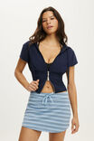 Ultra Smooth Tie Front Skirt, CAMPUS BLUE SPRING STRIPE - example image 4