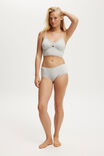 Organic Cotton Lace Padded Longline Bralette, GREY MARLE POINTELLE - alternate image 4